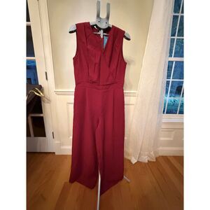 Popvil Red Wide Leg Jumpsuit NWT Sleeveless V Neck Dressy Romper
